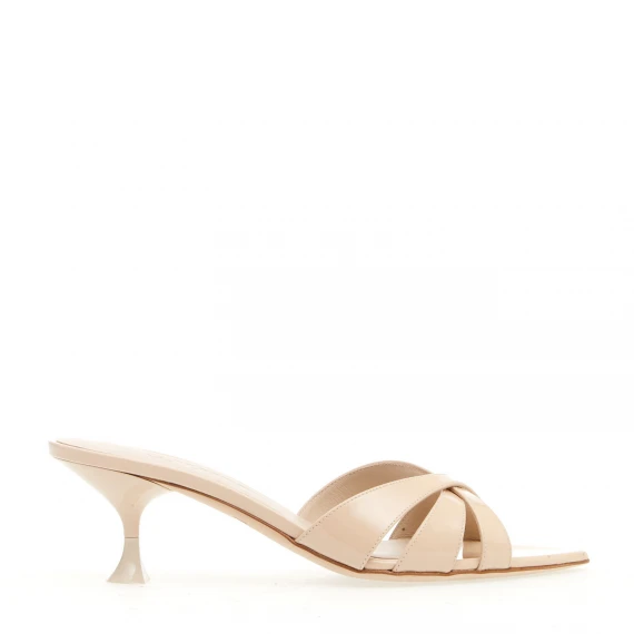 ciabatta tacco 50 mm vernice beige