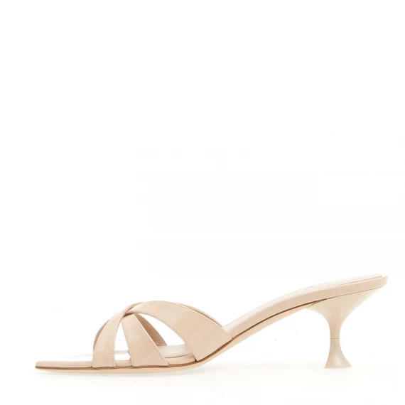 ciabatta tacco 50 mm vernice beige