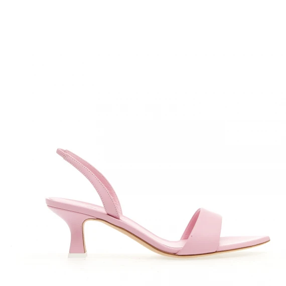 sandalo pelle rosa tacco 50 mm