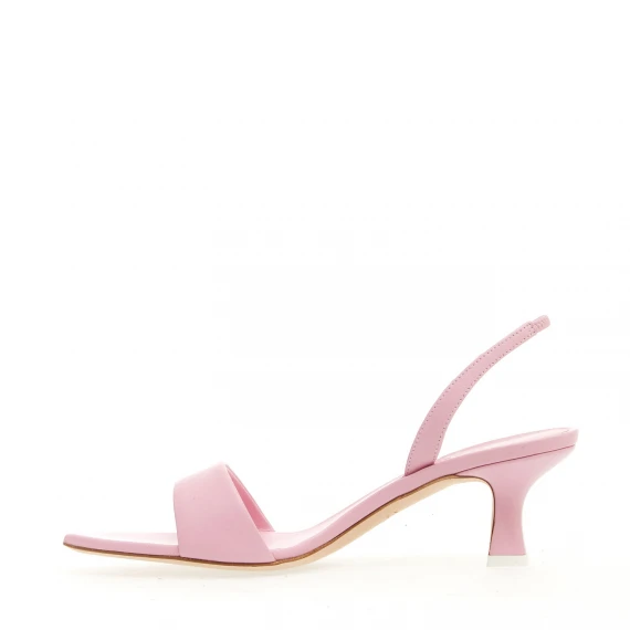 sandalo pelle rosa tacco 50 mm