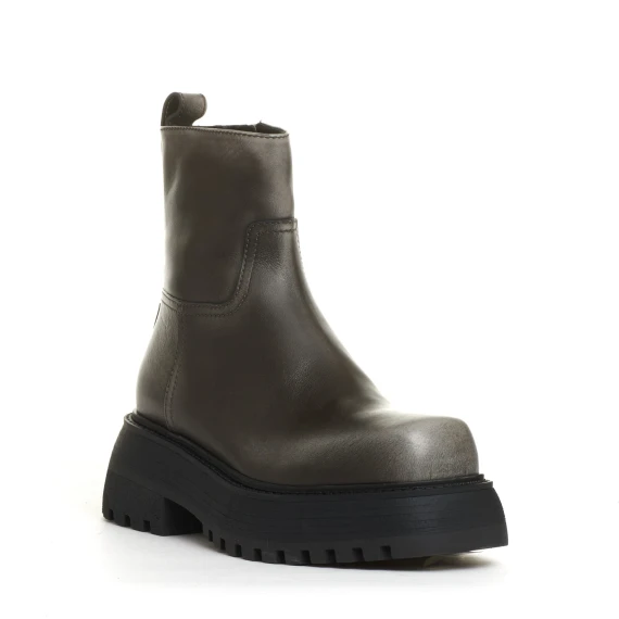 stivaletto fondo grosso pelle grigio washed