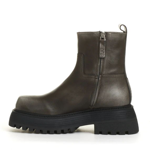 stivaletto fondo grosso pelle grigio washed