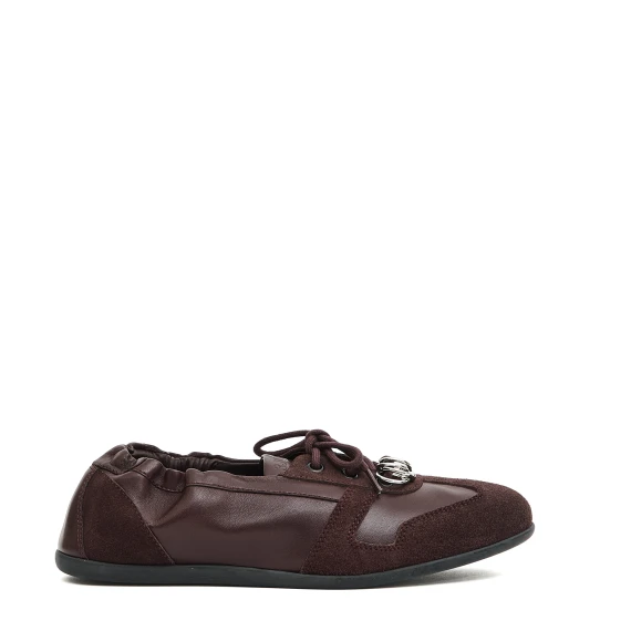 sneakers flat pelle bordeaux