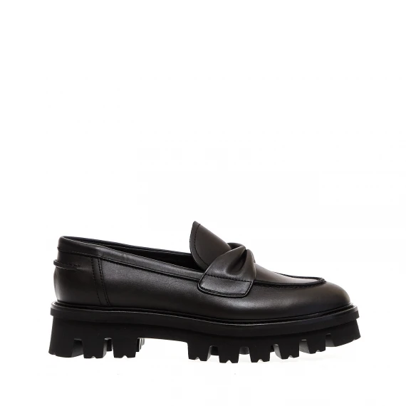 mocassino fiocco pelle nera