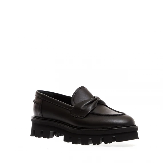 mocassino fiocco pelle nera