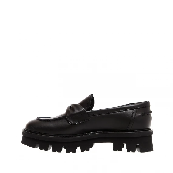 mocassino fiocco pelle nera