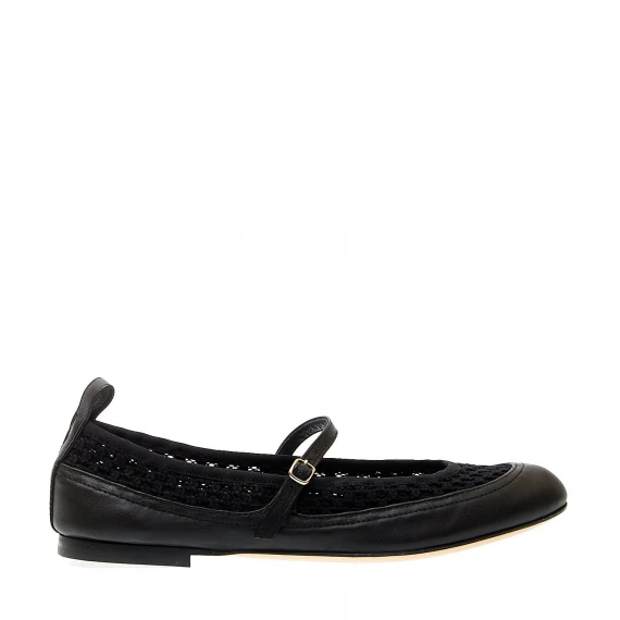 ballerina pelle nera con cinturino
