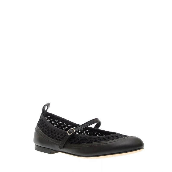 ballerina pelle nera con cinturino