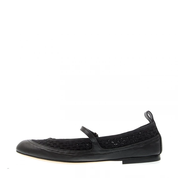 ballerina pelle nera con cinturino