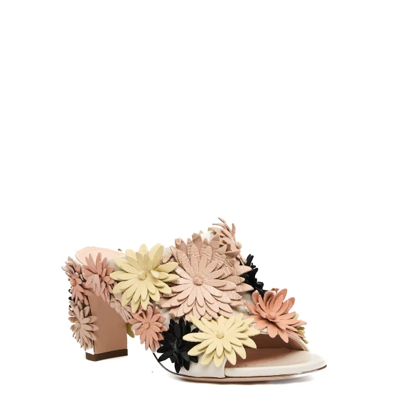 sandalo con fiori tacco 80 mm