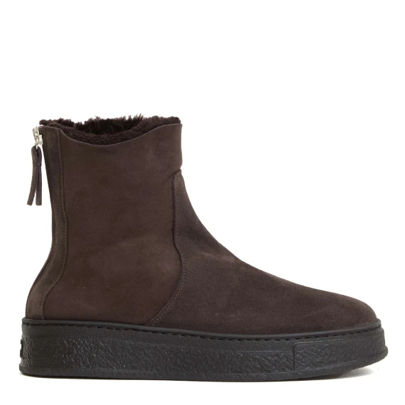 stivaletto camoscio ebano con pelo interno