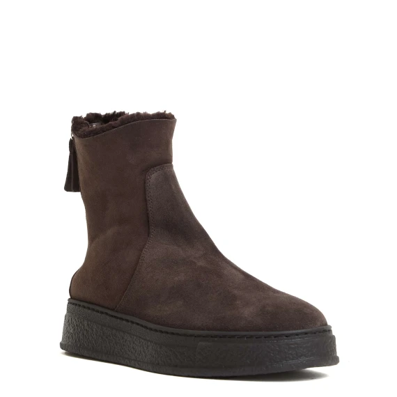 stivaletto camoscio ebano con pelo interno