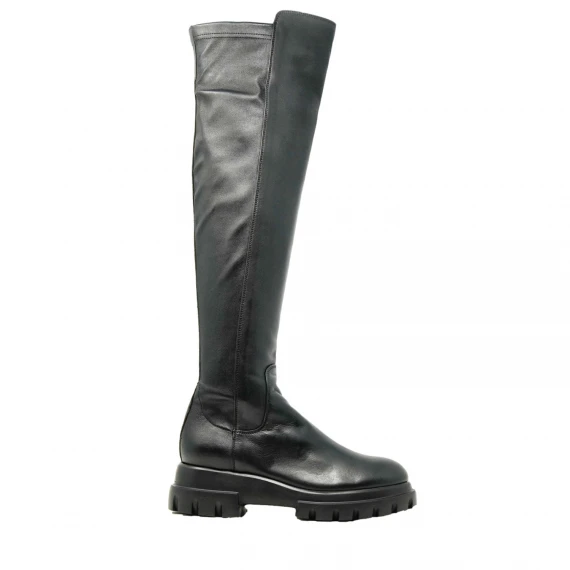 stivale elasticizzato in pelle nero