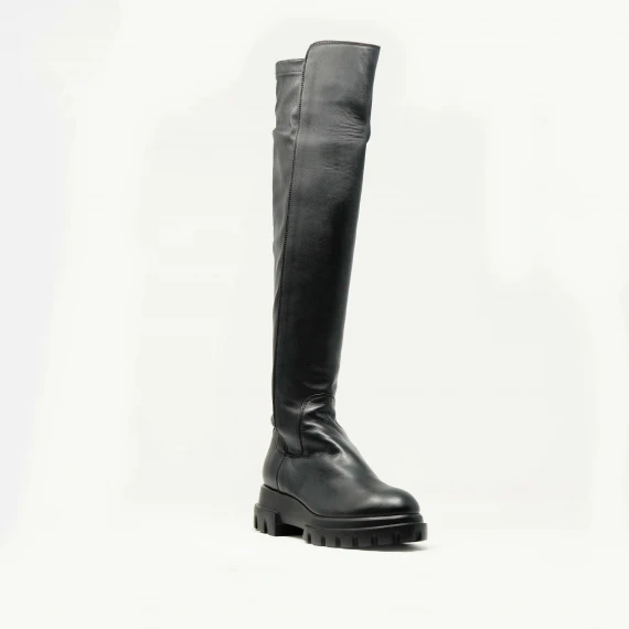 stivale elasticizzato in pelle nero