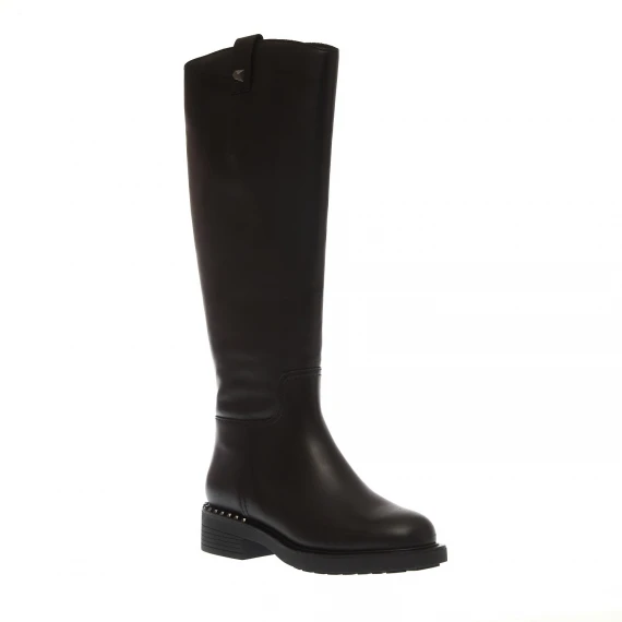 stivale pelle nera con studs gun