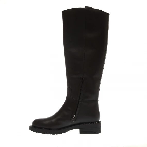 stivale pelle nera con studs gun