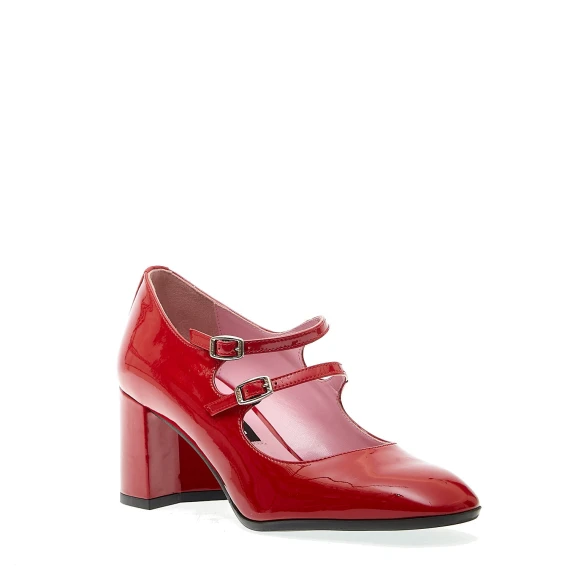 decoltè tacco 70 mm cinturini vernice rossa