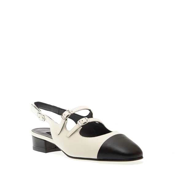 slingback tacco 20mm pelle beige punta nera