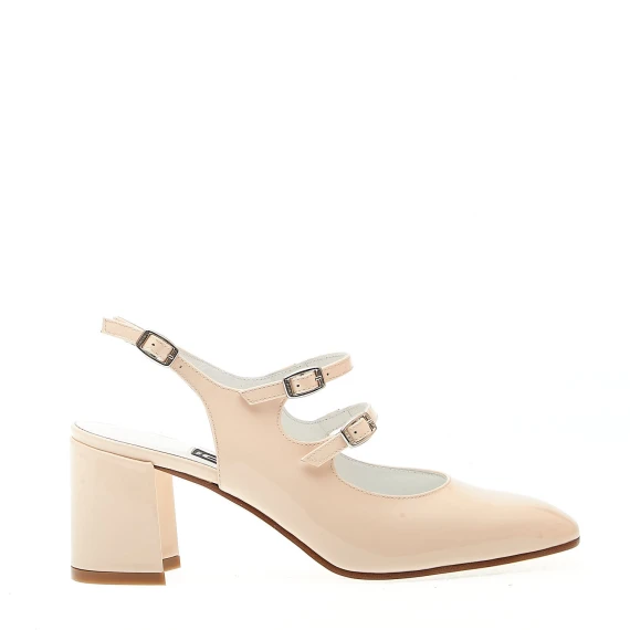 slingback tacco 70 mm vernice beige