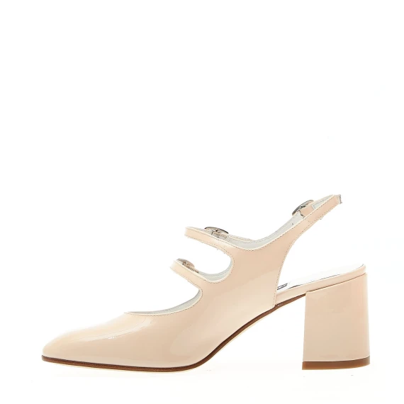 slingback tacco 70 mm vernice beige