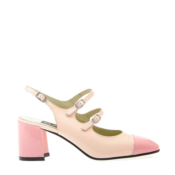 slingback tacco 70 mm vernice cipria e rosa
