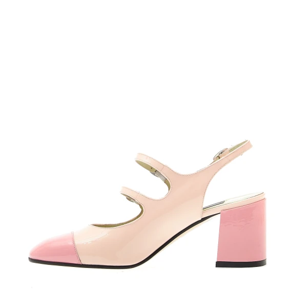 slingback tacco 70 mm vernice cipria e rosa