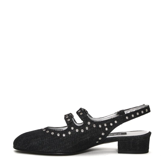 slingback tessuto jeans e borchie tacco 30  mm