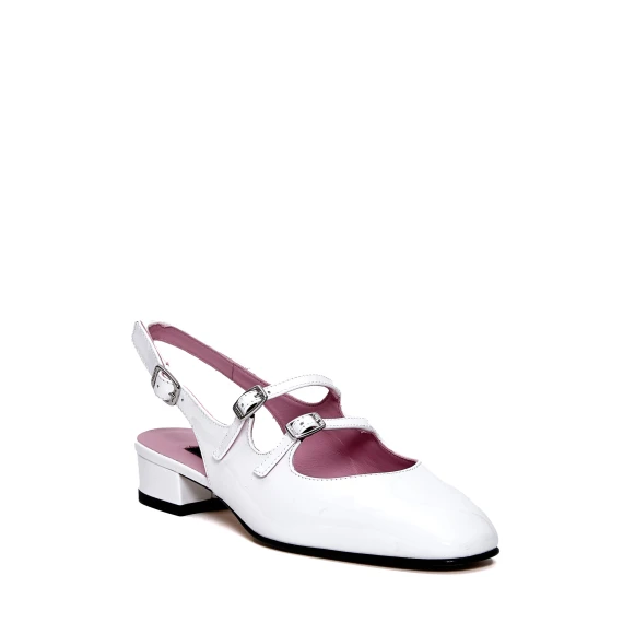 slingback vernice bianca tacco 30 mm