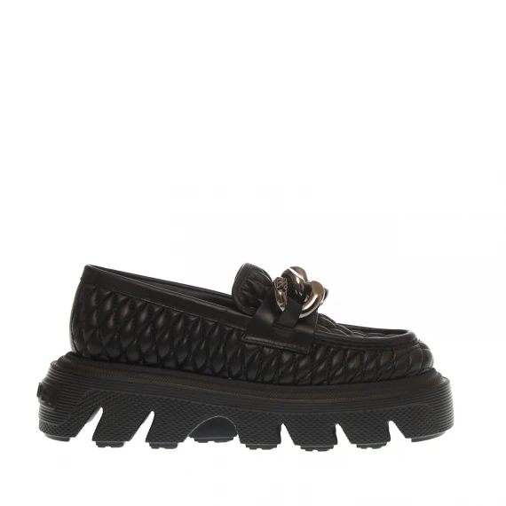 mocassino in pelle matlassè nero