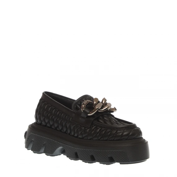 mocassino in pelle matlassè nero