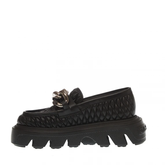 mocassino in pelle matlassè nero
