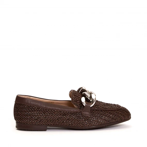 mocassino pelle intrecciata marrone