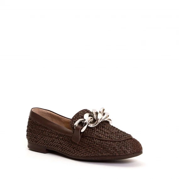 mocassino pelle intrecciata marrone