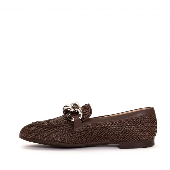 mocassino pelle intrecciata marrone