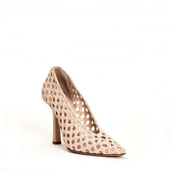scarpa con tacco pelle intrecciata sabbai