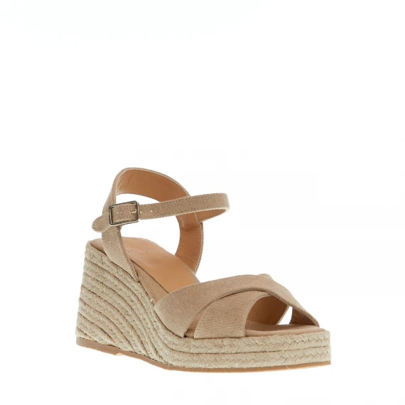 Espadrilla zeppa 80 mm incrocio tessuto beige