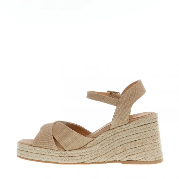 Espadrilla zeppa 80 mm incrocio tessuto beige