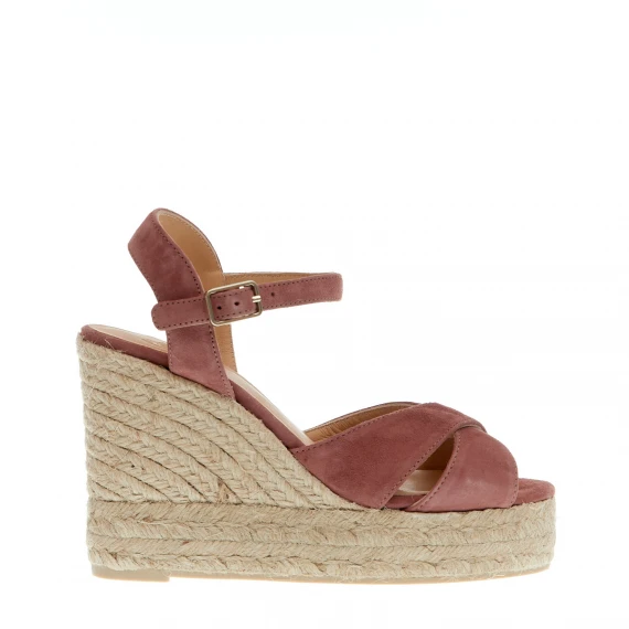 Espadrillas zeppa 110 mm incrocio rosa antico