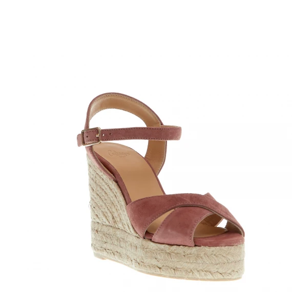 Espadrillas zeppa 110 mm incrocio rosa antico