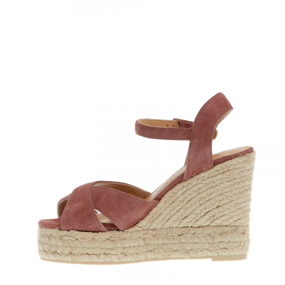 Espadrillas zeppa 110 mm incrocio rosa antico