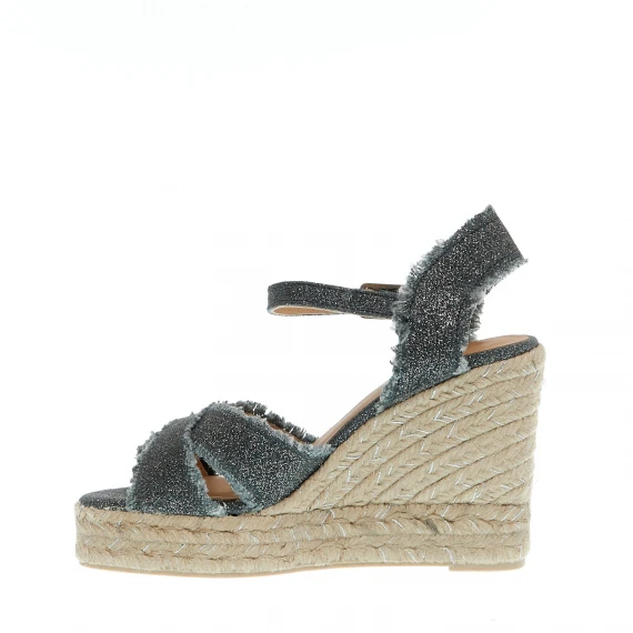 Espadrillas zeppa 110 mm incrocio tessuto grigio