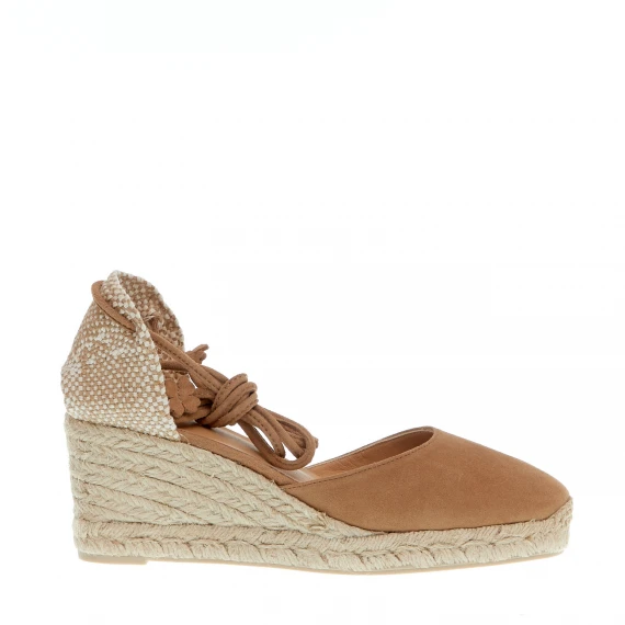 Espadrillas zeppa 70 mm camoscio beige