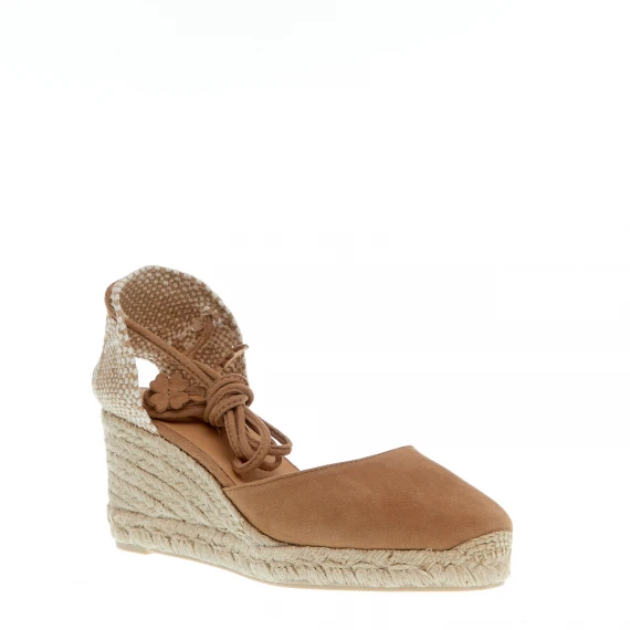 Espadrillas zeppa 70 mm camoscio beige
