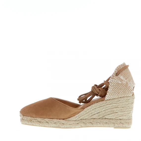 Espadrillas zeppa 70 mm camoscio beige