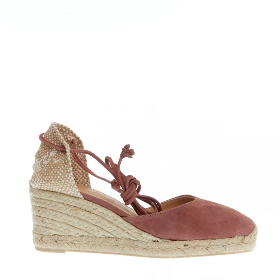 Espadrillas zeppa 70 mm camoscio rosa antico