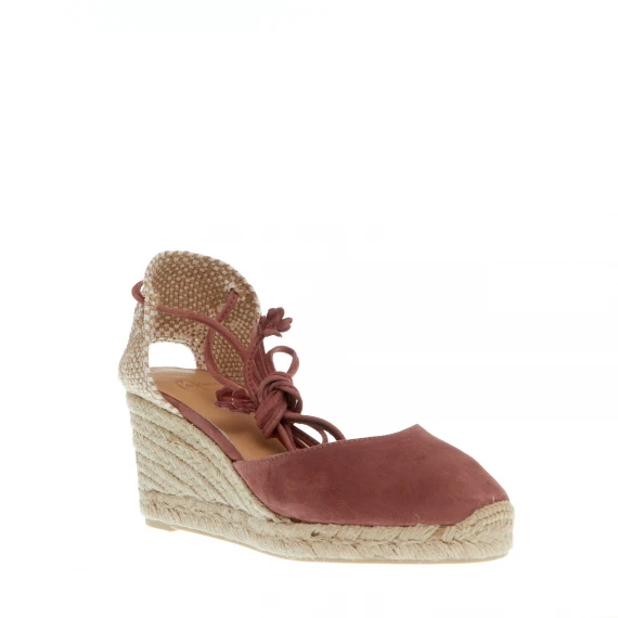 Espadrillas zeppa 70 mm camoscio rosa antico
