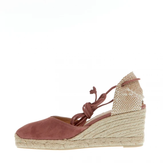 Espadrillas zeppa 70 mm camoscio rosa antico