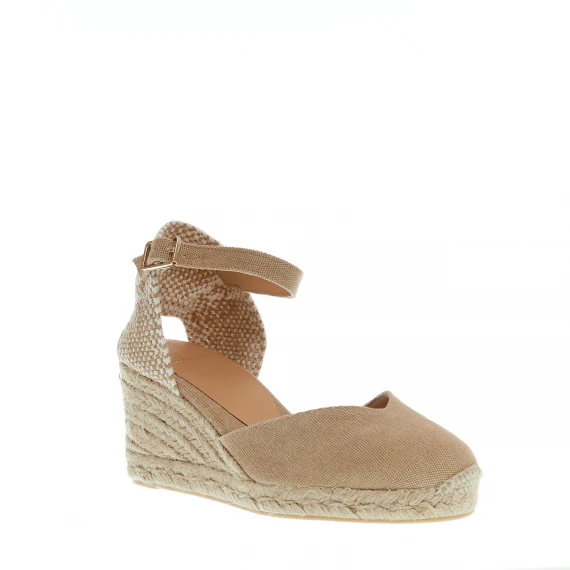 Espadrillas zeppa 70 mm tessuto beige
