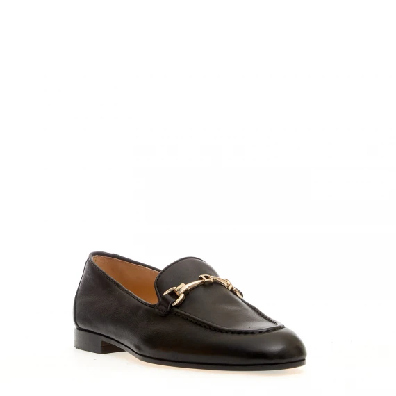 mocassino fibbia pelle nero