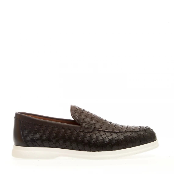 mocassino pelle intrecciata marrone